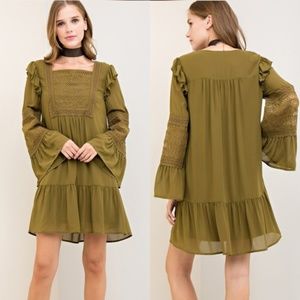 Lace and Ruffle Detailed Boho Dress